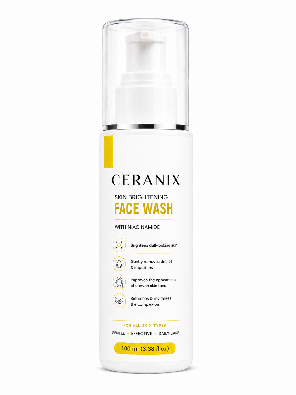 CERANIX Skin Brightening Face Wash with Niacinamide | Deep Cleansing Face Cleanser for Glowing Skin | Removes Dirt, Oil & Impurities | Suitable for All Skin Types | 100 ml