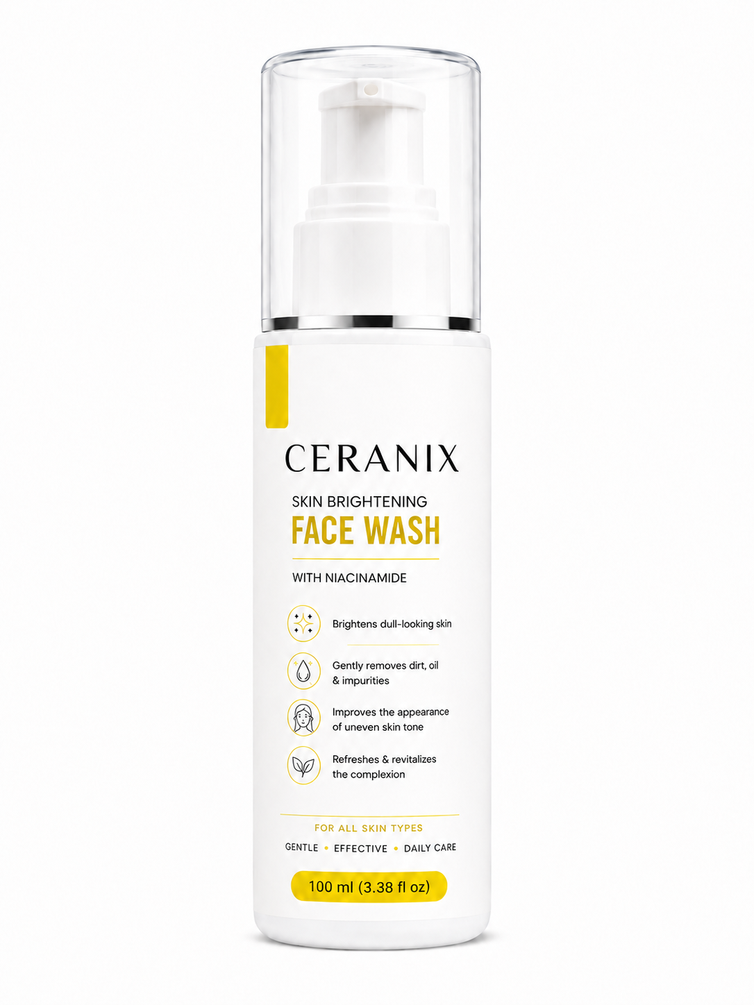 CERANIX Skin Brightening Face Wash with Niacinamide | Deep Cleansing Face Cleanser for Glowing Skin | Removes Dirt, Oil & Impurities | Suitable for All Skin Types | 100 ml