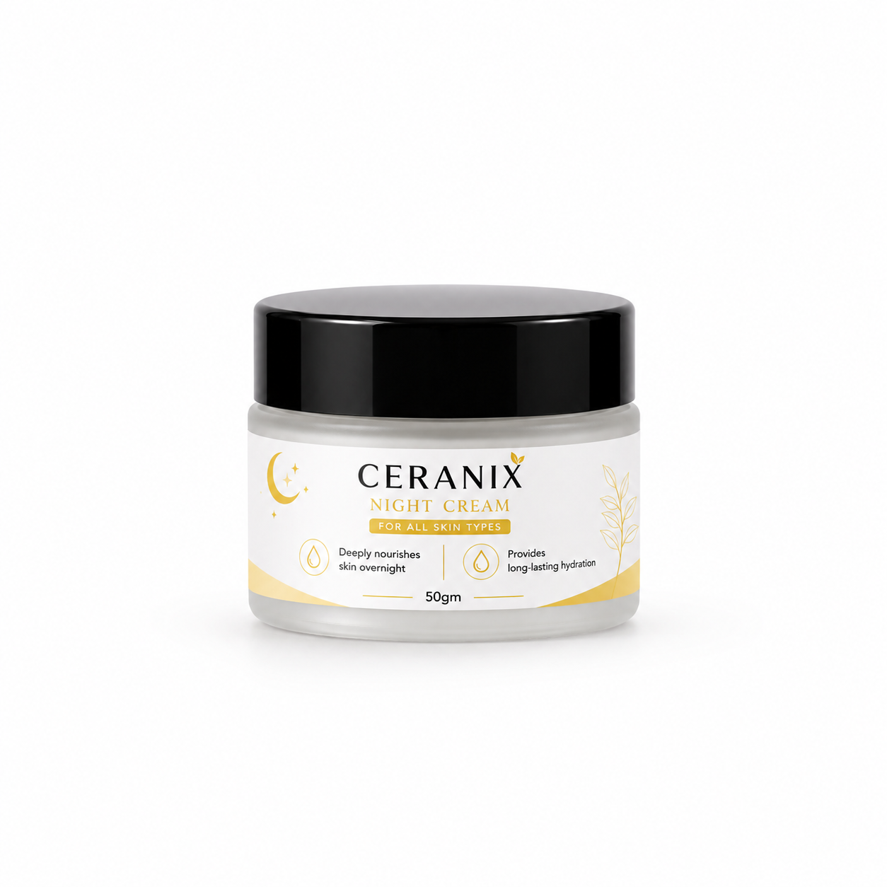 CERANIX Night Cream for All Skin Types | Deep Nourishing Overnight Face Cream | Lightweight Hydrating Night Moisturiser | Soft & Healthy-Looking Skin | 50 g