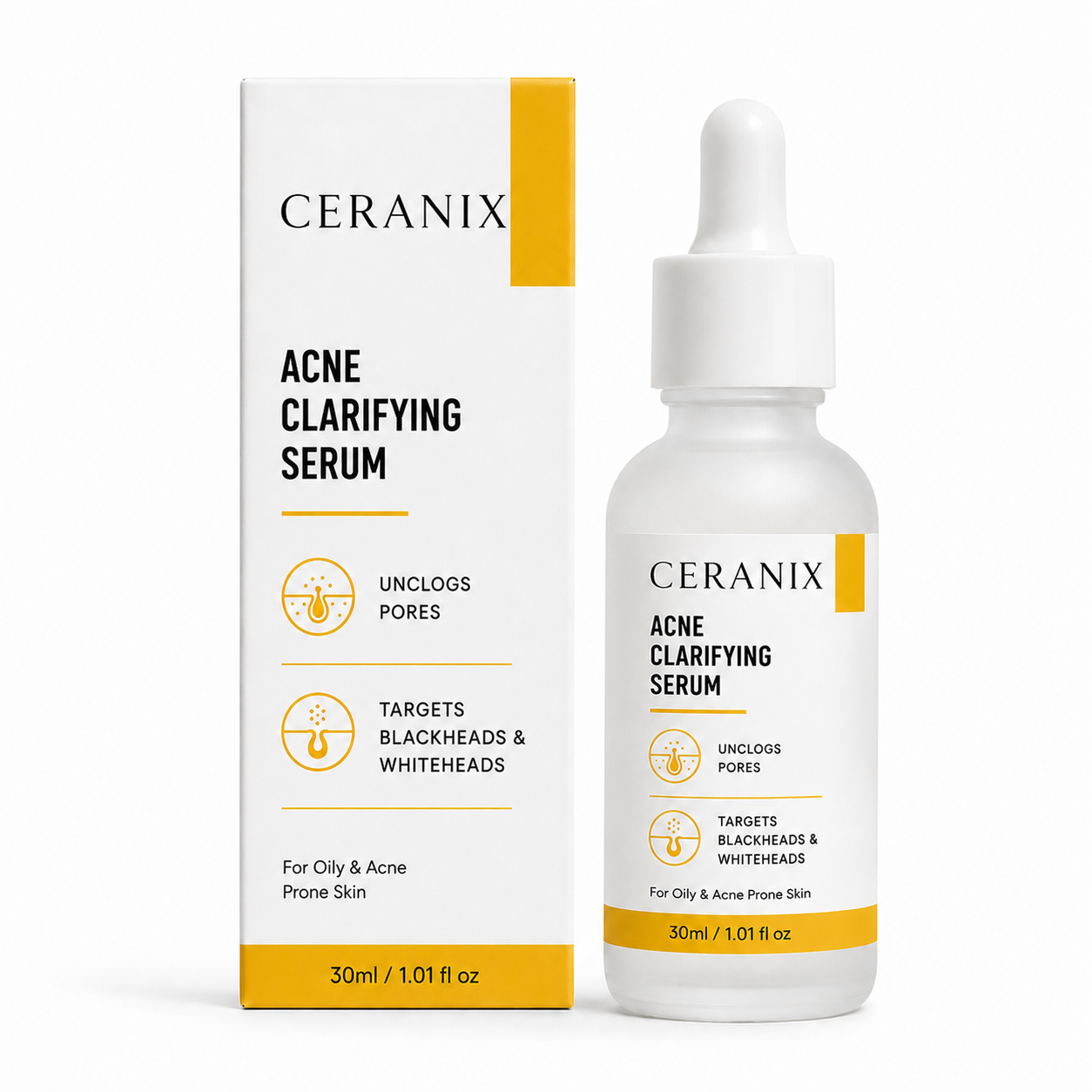 CERANIX Acne Clarifying Serum | Lightweight Face Serum for Oily & Acne-Prone Skin | Helps Unclog Pores & Improve Skin Clarity | Fast Absorbing | 30 ml